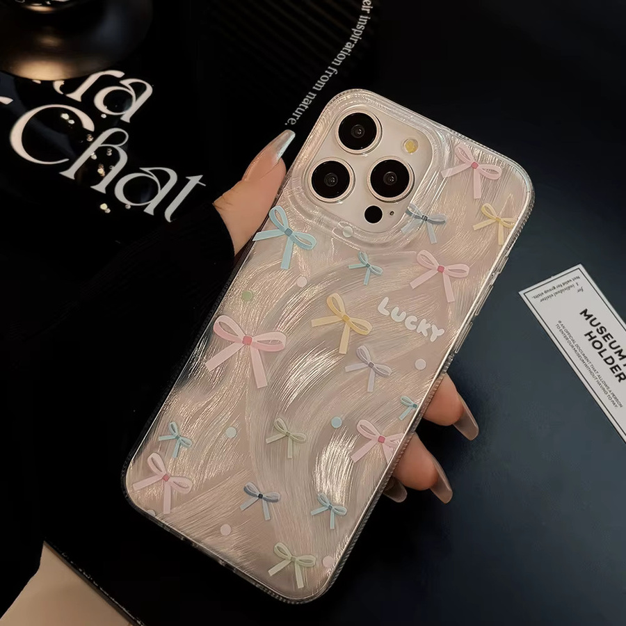 Potdemiel Handyhülle mit buntem Diamant-Bowknot-Muster für iPhone, stoßfeste Schutzhülle in Multicolour - Bild 3