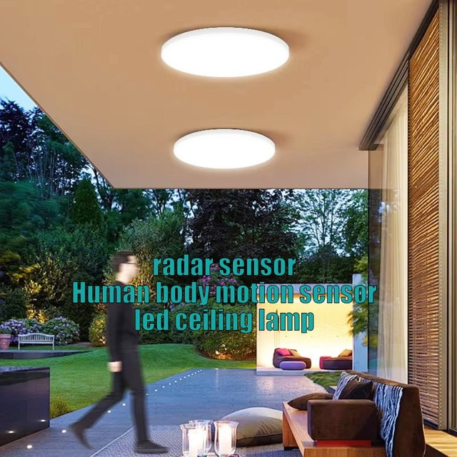 LANGYUE LED-Radarsensor-Deckenleuchte in Weiß, runde Bewegungssensor-Deckenbeleuchtung für Flur, Treppen, Balkon und Garage - Bild 1
