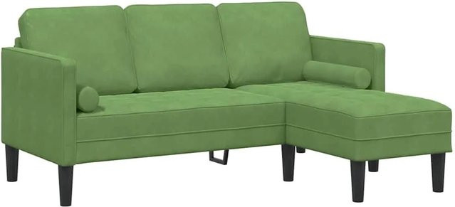 vidaXL Ecksofa in Grün mit Kissen aus Samtstoff und Polyester, L-Form modern - Bild 1