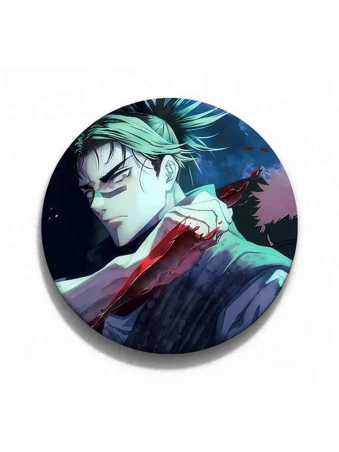 Jujutsu Kaisen Choso und Yuji Anime Motiv Brosche aus Metall, Durchmesser: 58 mm, Mehrfarbig - Bild 3