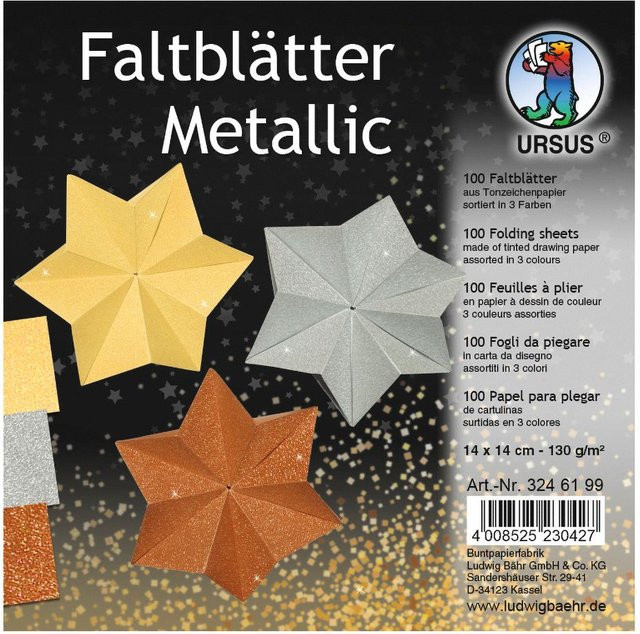 URSUS Bastelpapier Metallic in Gold, Silber, Bronze und Multicolor, glänzend - Bild 1