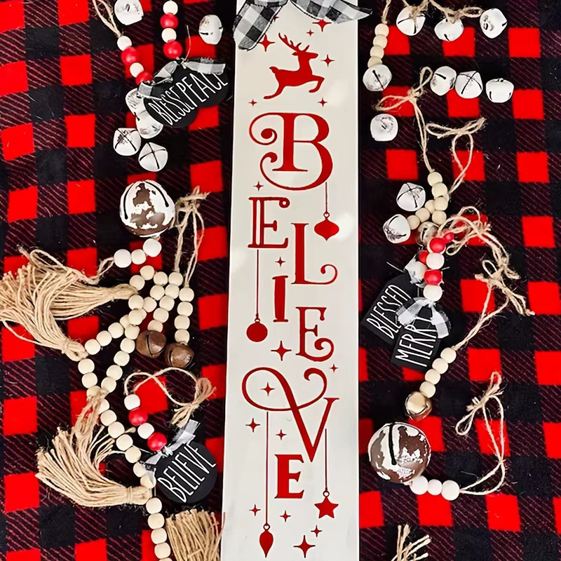 14-teiliges Weihnachts-Schablonen-Set aus Kunststoff in Weiß für DIY-Malerei und Basteldekoration mit Buchstabenschildern 25,4 cm und Feiertags-Szenenvorlagen 17,8 cm - Bild 3