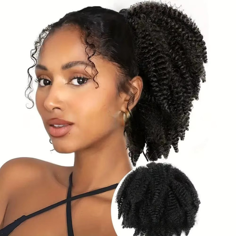 Inspiration Fashion Synthetischer Afro Kinky Curly Pferdeschwanz, 12 Zoll, Unisex - Bild 7