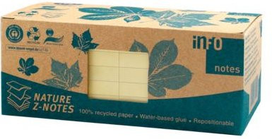 Info Haftnotizen Z-Notes Nature in Gelb mit Z-Faltung aus Recyclingpapier, B: 7,5 cm, H: 7,5 cm, 12 Blöcke à 100 Blatt - Bild 3