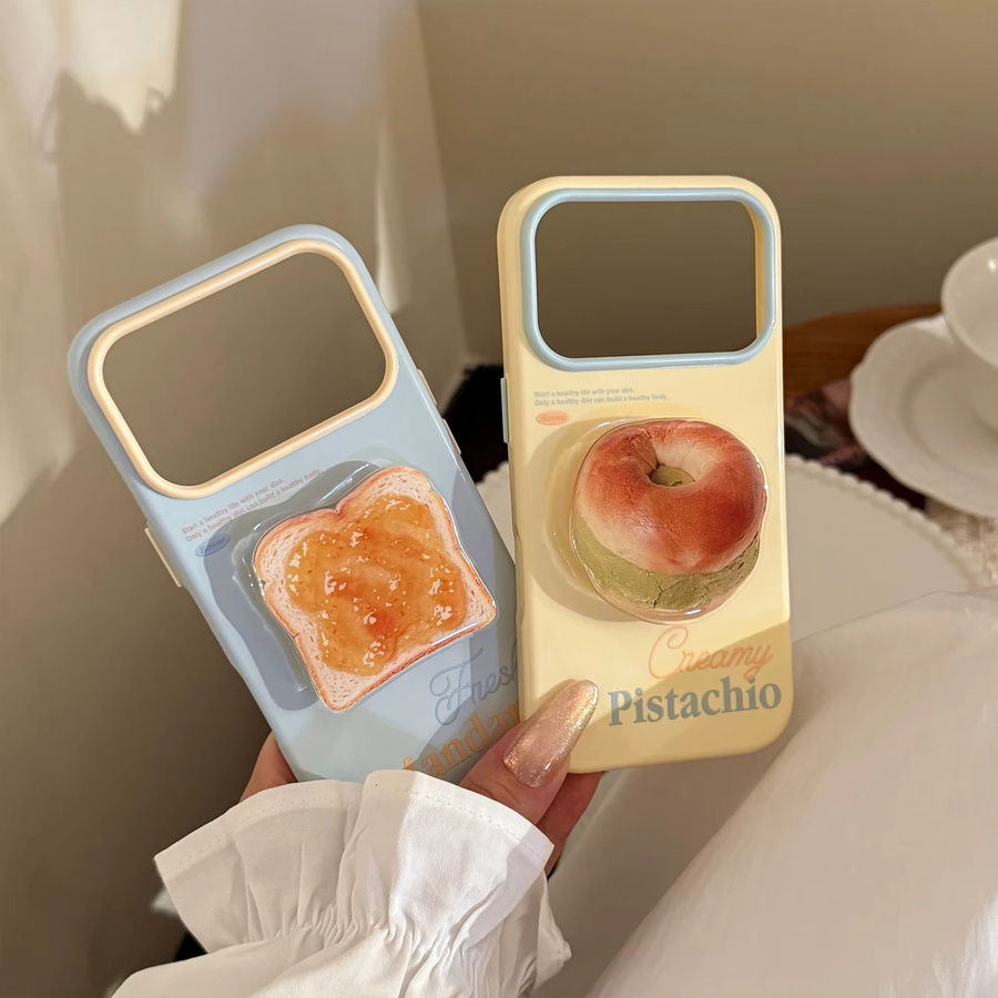 Koreanische Cartoon Bagel Toast Handyhülle für Apple iPhone 17 16 15 14 13 12 Pro Max, stoßfeste Softcover-Hülle in Multicolor - Bild 5