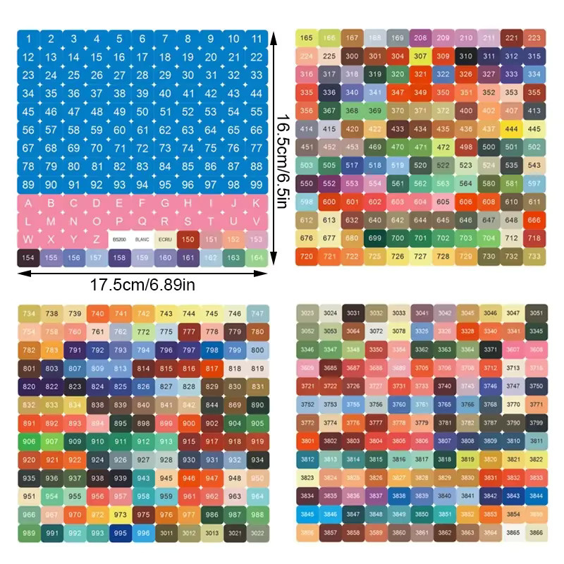 Bunte DMC Etiketten Aufkleber mit Zahlen für Diamantmalerei und DIY Handwerk, quadratisch und rund, Multicolor - Bild 2