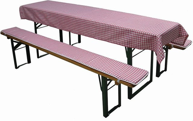 Gardamo Auflagenset für Festzeltgarnitur 3-teilig rot-weiß kariert B/H/T: 220 x 25 x 2 cm - Bild 1
