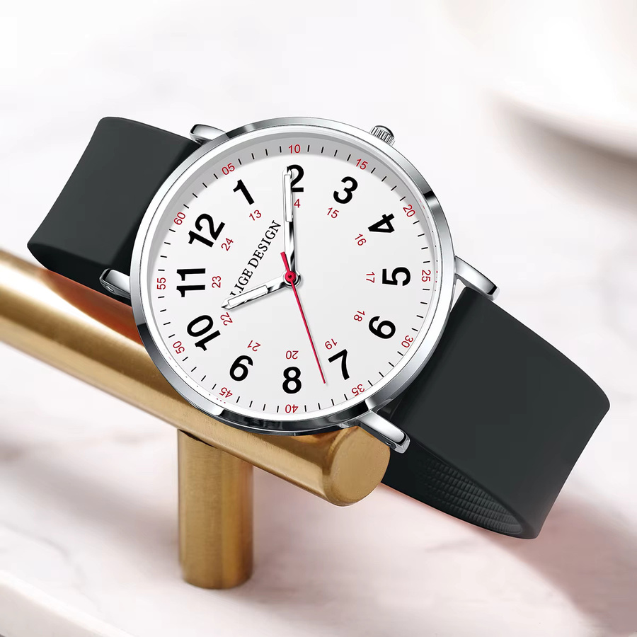 LIGE Armbanduhr Quarz, Silikon, Weiß, Herren - Bild 3