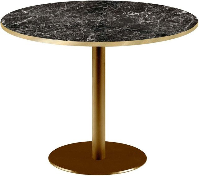 RestooTab Tisch Rome XL rund, schwarz marmoriert mit goldmetallic Gestell, Höhe: 75 cm, Durchmesser: 120 cm - Bild 1