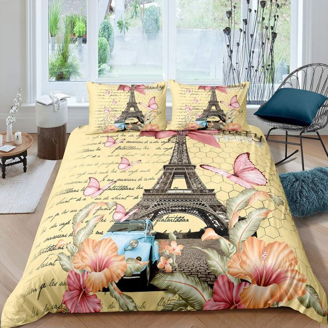 Binchi Fitness Bettwäscheset Alte Zeitung Vintage Design in Braun und Gelb, Polyester Bettbezug mit Kissenbezug für Kinder und Teenager, B/H: 210 x 210 cm - Bild 1