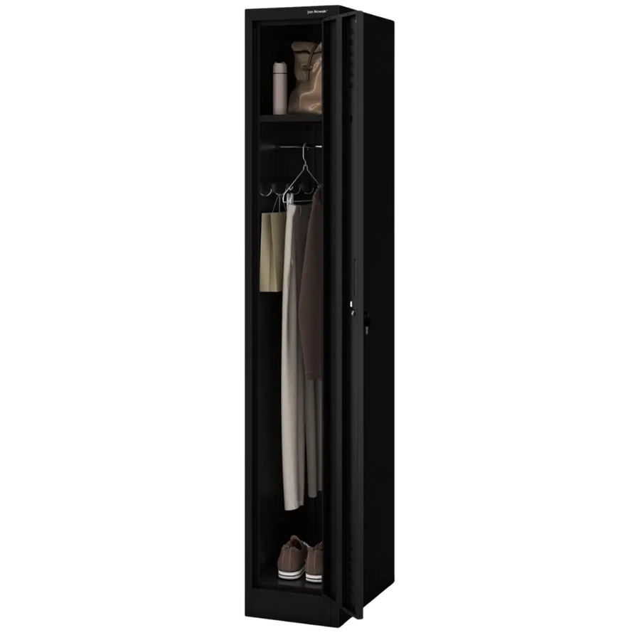 JAN NOWAK Umkleideschrank KACPER Spind aus Metall mit 1 Abteil und Etikettenhalter in Schwarz, H x B x T: 180 x 30 x 50 cm - Bild 2