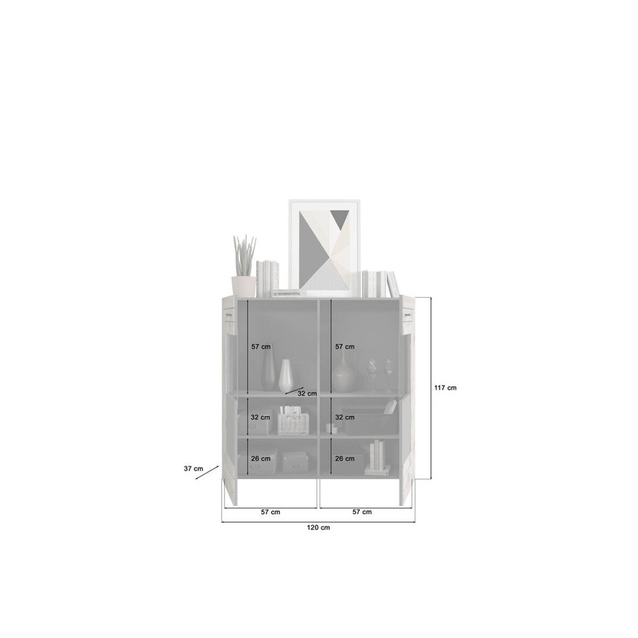 Highboard Freno xonox.home in Grau und Anthrazit, B/H/T: 120 x 117 x 37 cm - Bild 3