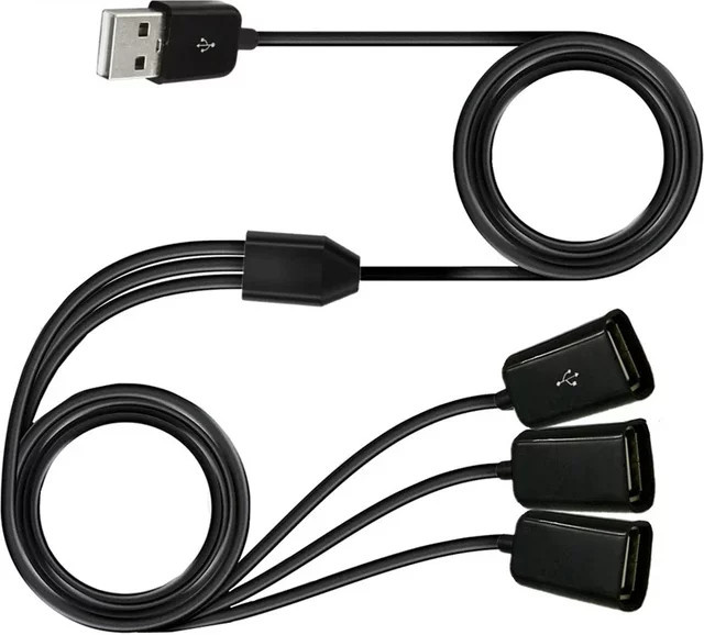 MACDOT 3-in-1 USB-Verlängerungskabel mit Y-Splitter, 3A Schnellladefunktion, USB-A auf USB-Buchse, Länge: 1 m - Bild 1