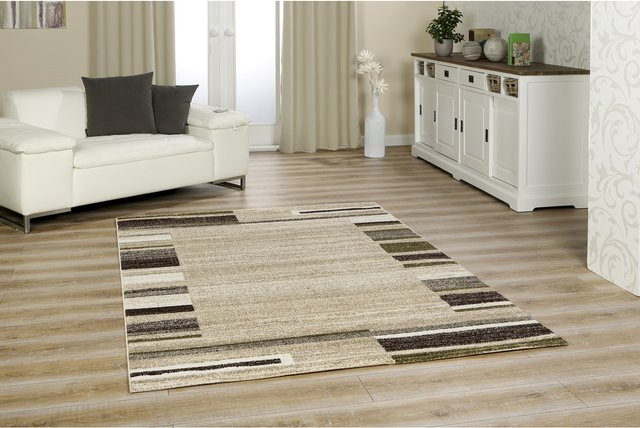Peyer Syntex 1 Teppich Amber in Amber mit beige-grüner Bordüre, B x T: 120 x 170 cm - Bild 1