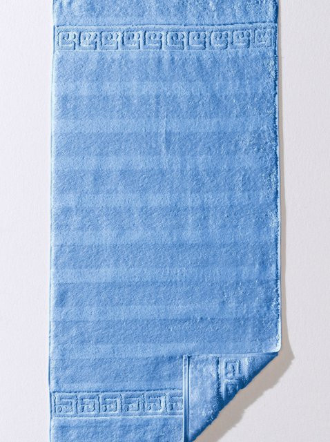 Cawö Handtuch Set Blau Gestreift aus 100% Baumwolle Walkfrottier mit Mäanderborte, Inhalt: 1 Handtuch (Breite: 50 cm, Höhe: 100 cm), 1 Duschtuch (Breite: 80 cm, Höhe: 160 cm), 2 Gästetücher (Breite: 30 cm, Höhe: 50 cm), 2 Waschlappen (Breite: 16 cm, Höhe: - Bild 1