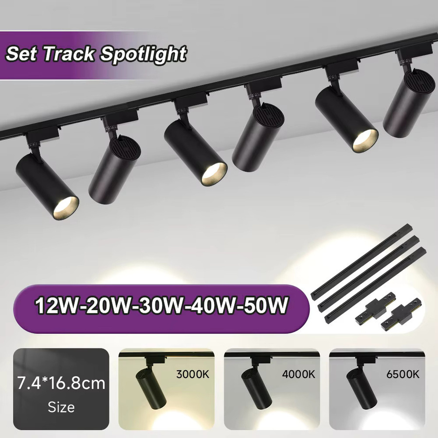 CANMEIJIA LED Schienenstrahler Set in Schwarz, modernes Schienenlicht aus Aluminium für Deckenbeleuchtung und Bekleidungsgeschäfte, warmweiß - Bild 4