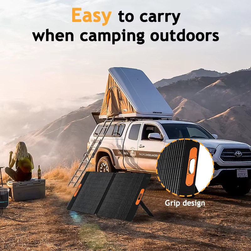 CHUBAN Tragbares 100W Solarpanel in Schwarz, Wasserdichtes Faltbares Solarladegerät für Outdoor-Camping und Wohnmobile - Bild 3