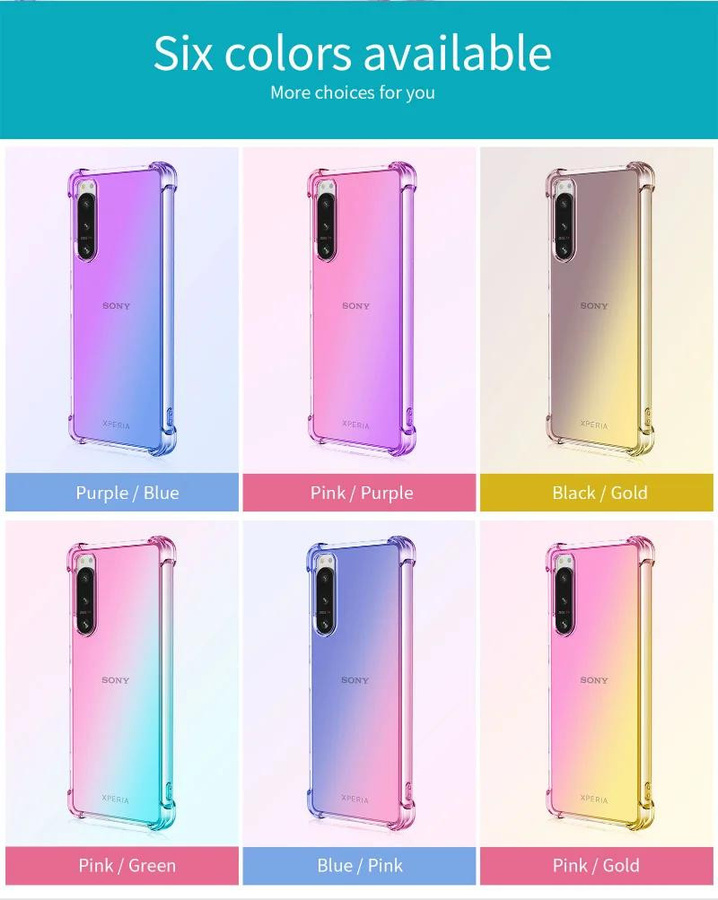 Stoßfeste TPU-Schutzhülle mit Farbverlauf für Sony Xperia 10 (I, II, III, IV) in Transparent/Multicolor - Bild 3