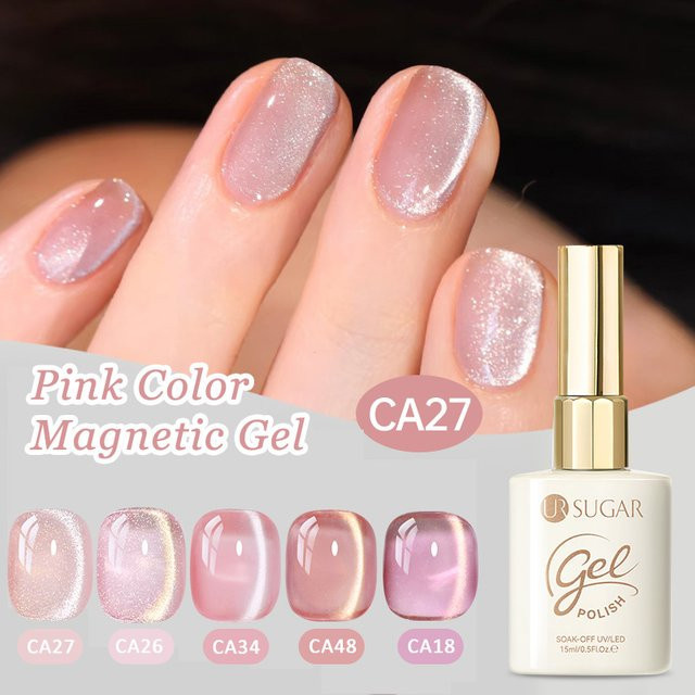 UR SUGAR Katzenaugen-Magnetgel Nagellack, Nude Pink Gold, 15 ml - Bild 1