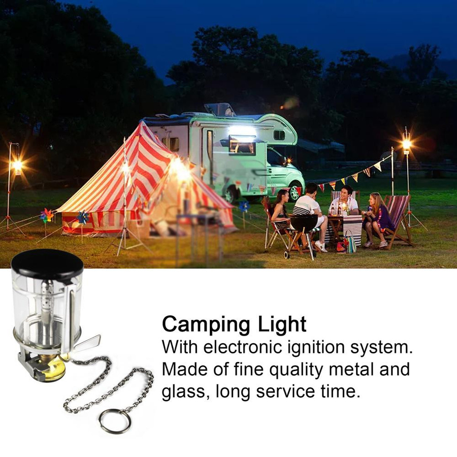 TOMTOP JMS Mini Camping Laterne aus Metall und Glas, transparent, tragbares Gaslicht für Outdoor, Zelt, Angeln und Picknick - Bild 5