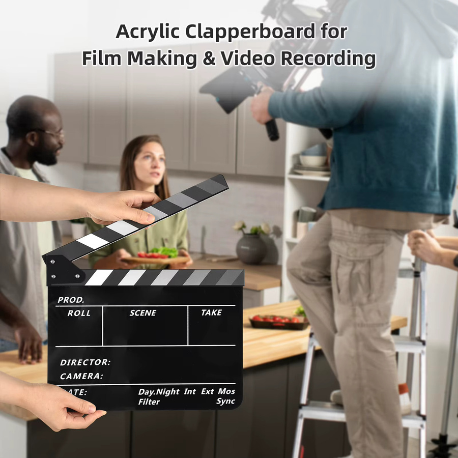 Acryl Film Clapperboard für Regisseure in Schwarz und Weiß zum Beschreiben - Bild 3