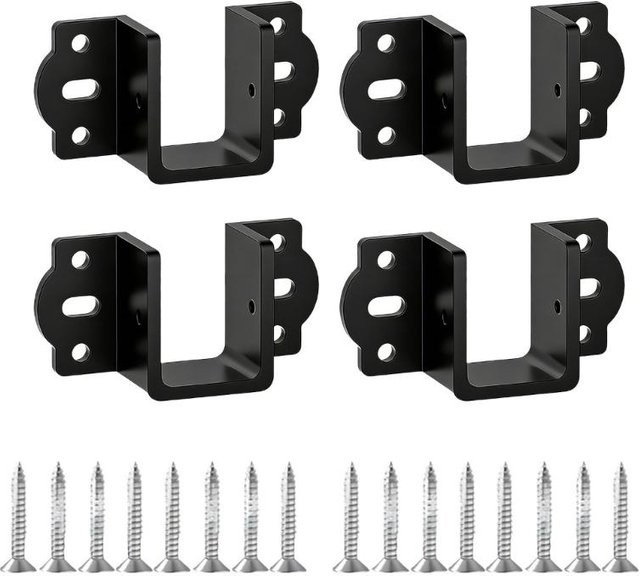 Wit angel 4er-Pack Verdickte Metall-Bettrahmen-Stütz-Klemmen für sichere Bettbodenverbindungen, Schwarz, 50 mm - Bild 1