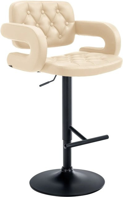 DELUKE Barhocker BURID Barstuhl aus Kunstleder in Creme und Schwarz, höhenverstellbar, drehbar mit Lehne, B/T/H: 62 x 55 x 103 cm - Bild 1