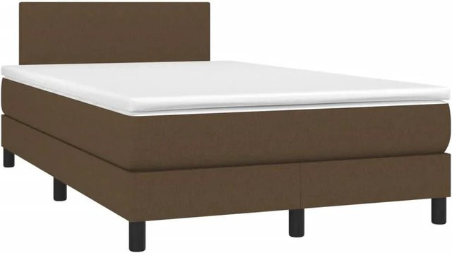 vidaXL Boxspringbett mit Matratze und LED-Unterbettbeleuchtung in Dunkelbraun, Hybridbett mit USB-Ladeport und Taschenfederkern, B/T: 120 x 190 cm - Bild 1