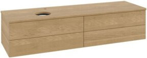 V&B Waschtischunterschrank Antao mit Frontstruktur und LED-Beleuchtung, Farbe Honig Eiche, B: 160 cm, T: 50 cm - Bild 1