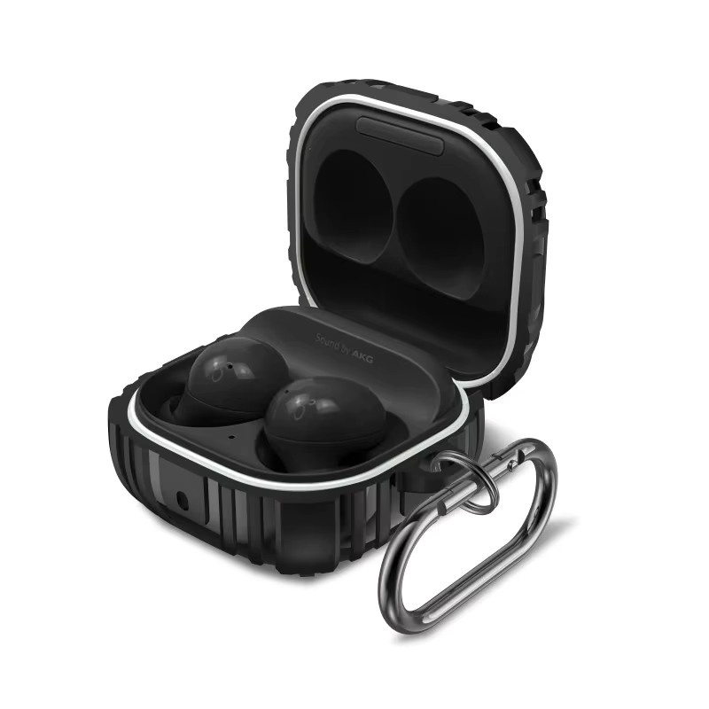 Stoßfeste TPU Schutzhülle für Samsung Galaxy Buds 2 Pro, Buds Live und Buds FE in Schwarz - Bild 3