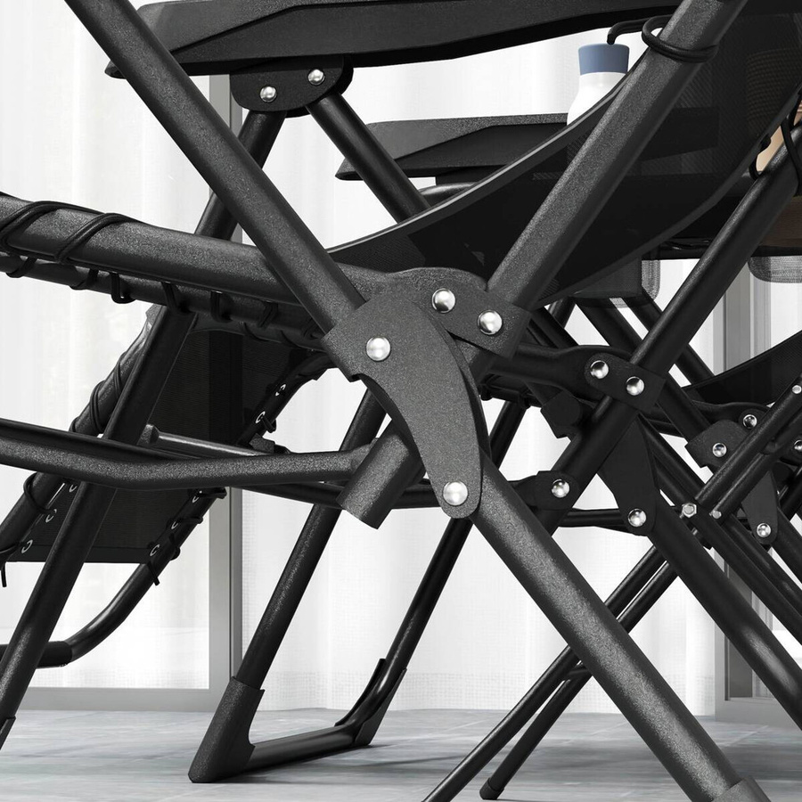 Outsunny Gartenliege 2er Set in Schwarz aus Netzstoff und Metall B/H/L: 65 x 110 x 90 cm - Bild 4