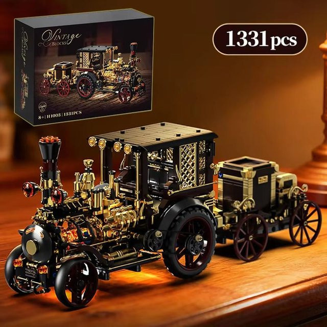 Linyi toy Retro Dampf Auto Gebäude, Bausteine Set, 1331 Teile, ab 14 Jahren - Bild 1