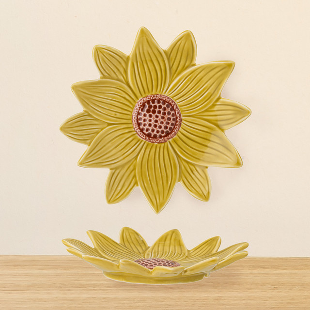 Bloomingville Steingut Teller Savanna Gelb mit floralem Design - Bild 1