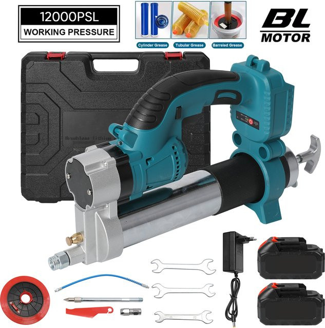 TKKEACE Bürstenlose elektrische Fettpresse Hochdruck-Schmierölpistole 960W 74Mpa in Blau, kompatibel mit Makita-Akkus - Bild 1