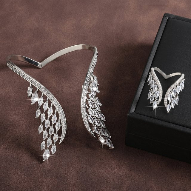 ZAKOL Armreif Ring Set, Weiß Gold Farbe, Zirkonia, Damen - Bild 1