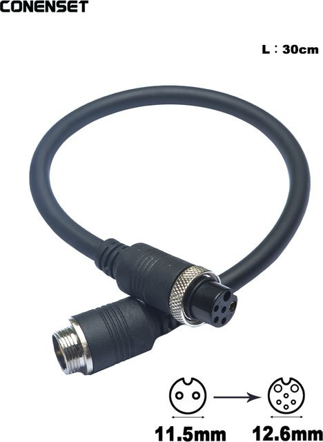 CONENSET Batterie Luftkabel für Shimano 2PIN zu 6PIN elektrische Angelrollen, Schwarz, Länge: 30 cm - Bild 1