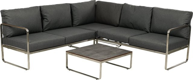 Greemotion Loungegruppe Boston in L-Form mit 2 Sofas, 1 Ecksofa, Tisch und Polsterkissen in Silber, Grau und Anthrazit - Bild 1