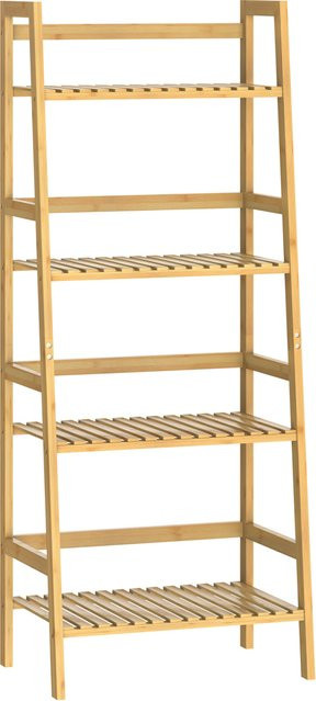 Casaria Standregal aus Bambus in Beige mit verstellbaren Regalböden, Höhe: 123 cm, Breite: 48 cm, Tiefe: 32 cm - Bild 1