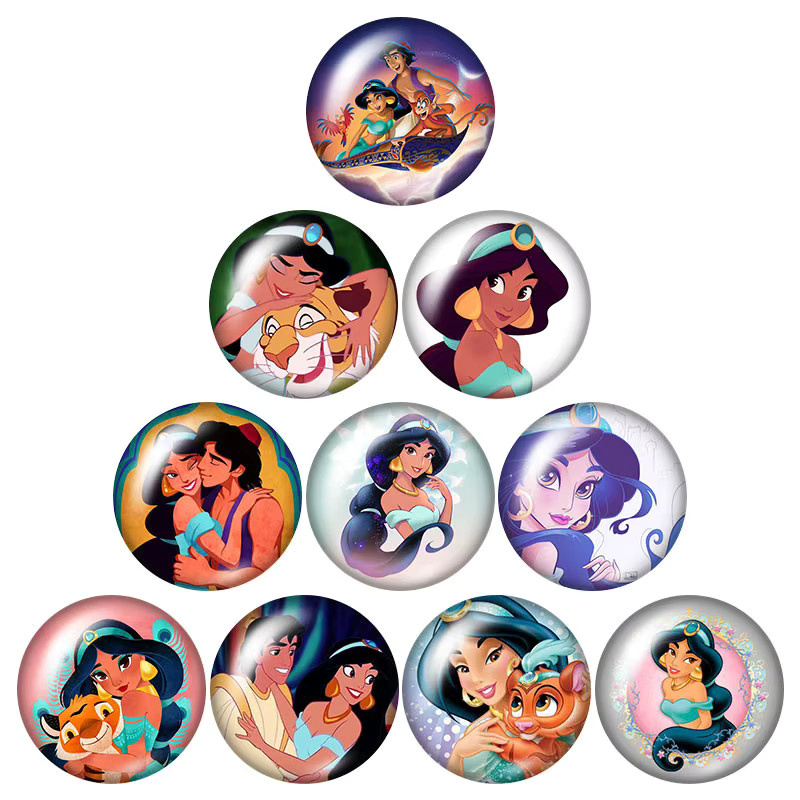 MINISO Fotoglas-Cabochon Prinzessin Jasmin, Aladin und die Wunderlampe, 12 mm/18 mm/20 mm - Bild 2