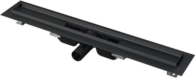 Alcadrain APZ101BLACK Low Duschrinne mit Rand aus Edelstahl in Schwarz-Matt, Breite: 85 cm - Bild 1