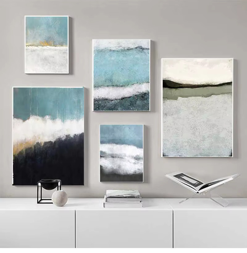 Abstraktes Wandbild von Potdemiel in Blau und Schwarz auf Leinwand - Bild 2