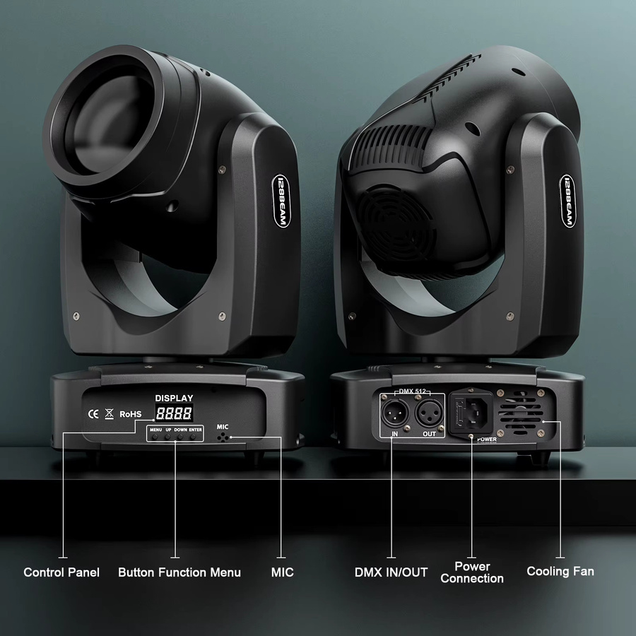 Somspot 4er Set LED Moving Head Lights mit Flightcases in Schwarz für professionelle Bühnenbeleuchtung mit RGB Atomisationseffekt - Bild 6
