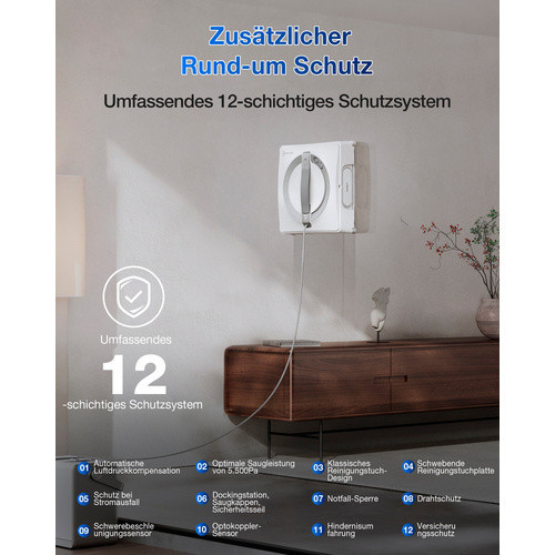 Ecovacs Winbot W2 Pro Omni Fensterputzroboter in Weiß mit Ansaugung - Bild 2