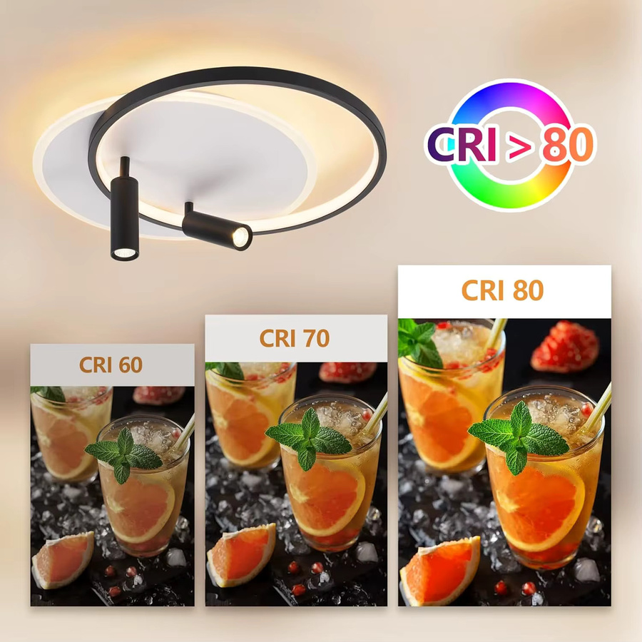 Cliheet LED-Deckenleuchte in Schwarz-Weiß, dimmbar mit Fernbedienung, moderne Deckenlampe mit zwei Strahlern für Wohnzimmer, Schlafzimmer und Küche - Bild 4