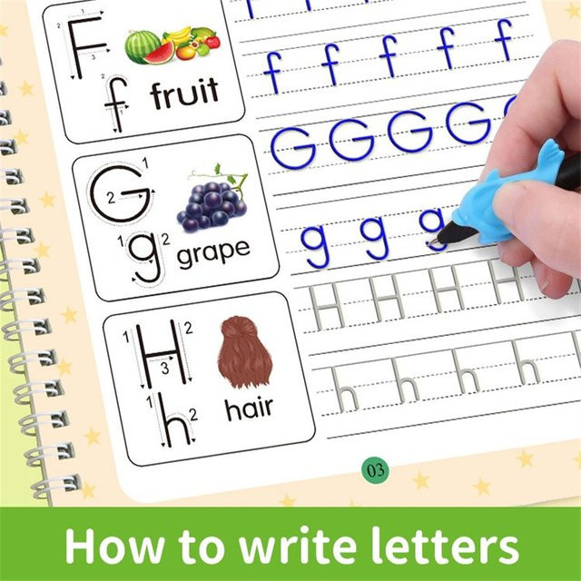 CHENJ Wiederverwendbares Schreibübungsbuch Set für Kinder ab 3 Jahren, Mehrfarbiges Handschrift-Übungsheft mit Rillen zur Förderung der Schreibfertigkeit - Bild 1