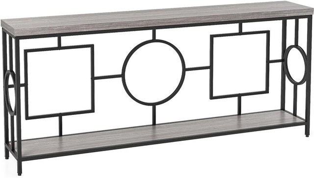Costway Konsolentisch im Vintage-Design mit 2 Ebenen aus Holz und Metall, Farbe: Braun/Schwarz, B/T/H: 180 x 30 x 80 cm - Bild 1