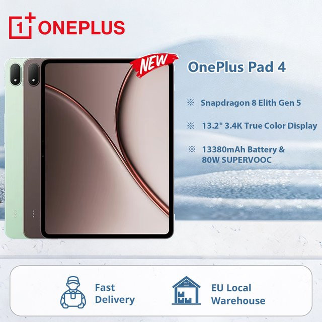 OnePlus Pad 4 Tablet WiFi mit 13,2 Zoll LCD 144Hz Display, Snapdragon 8 Elite Gen 5, 13380mAh Akku, 8 Lautsprecher und 13MP Kamera - Bild 1
