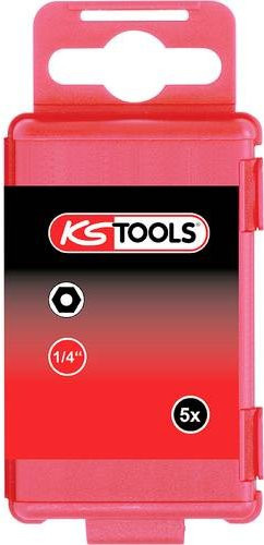 KS Tools CLASSIC Innensechskant Bit Set, 5er Pack, Farbe: Rot, Material: Stahl, Abtrieb: 3 mm, Antrieb: 1/4 Zoll - Bild 1