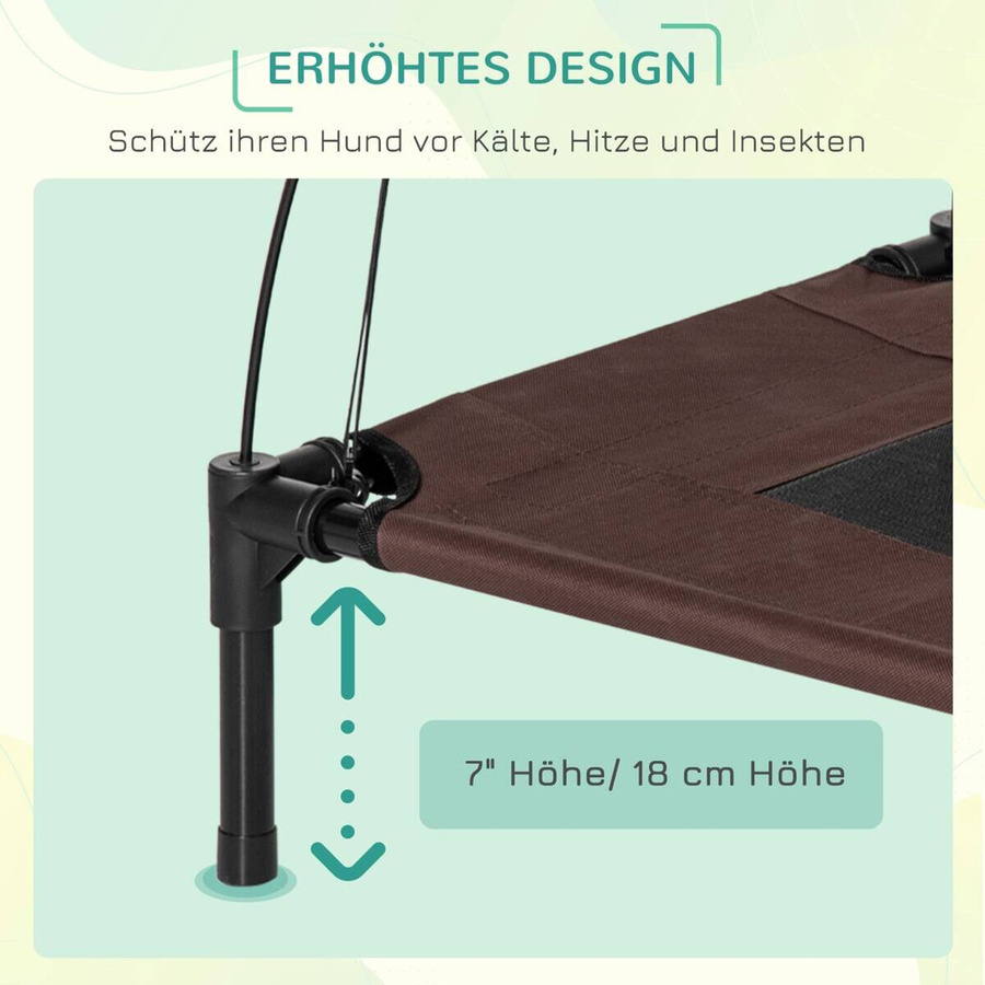 PawHut Erhöhtes Hundebett mit Baldachin aus Oxford-Gewebe und Metall, Farbe: Kaffee/Schwarz, B/H/L: 46 x 62 x 46 cm - Bild 2