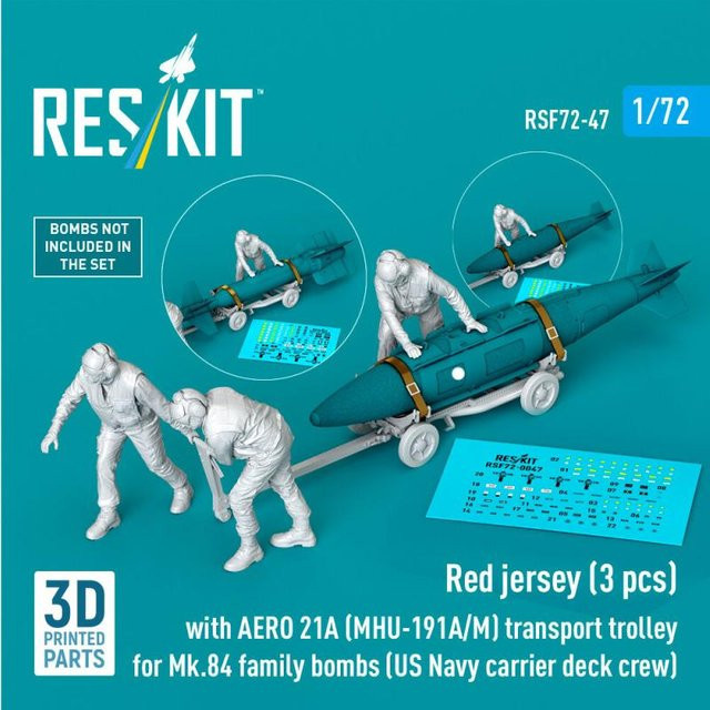 ResKit Models Red jerseys, AERO 21A (MHU-191A/M) transport trolley, 3-teiliges Set, 1:72 - Bild 1